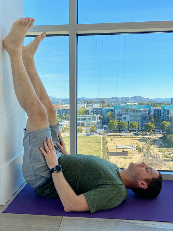 Legs up the wall yoga pose